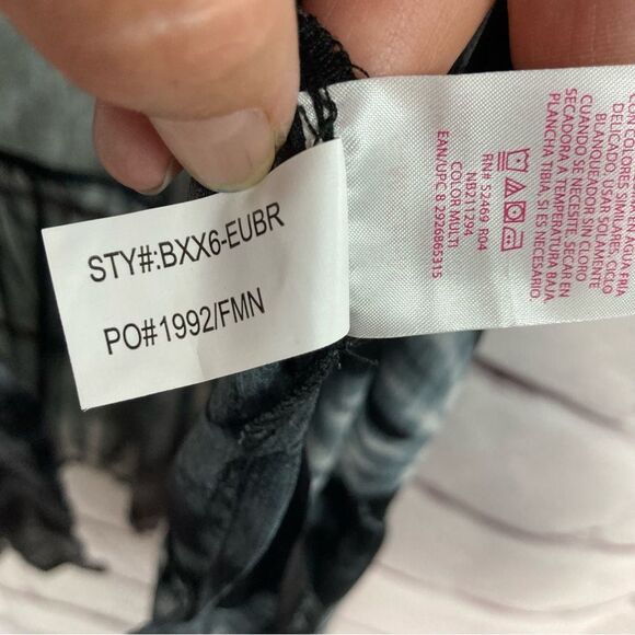 No Boundaries Cover Up SZ S Black Gray Tie Dye Kimono Waist New Swim Beach Sheer - Picture 3 of 10